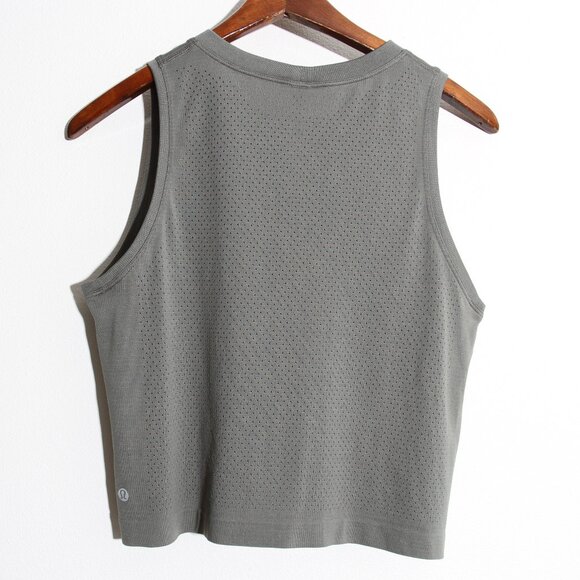 Lululemon Breeze By Muscle Crop Tank *Vancouver Grey Sage Green Silverescent 6 - Picture 10 of 11
